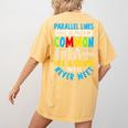 Parallel Lines Math Pun – Teacher Humor Women's Comfort Colors T-Shirt Back Print Mustard