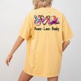 Peace Love Books Librarian Teacher Life Book Library Tie Dye Women's Comfort Colors T-Shirt Back Print Mustard