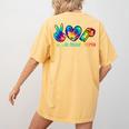 Peace Love Physical Education Tie Dye Sports PE Teacher Women's Comfort Colors T-Shirt Back Print Mustard
