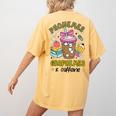 Phonemes Graphemes Caffeine Back To School Reading Teacher Women's Comfort Colors T-Shirt Back Print Mustard