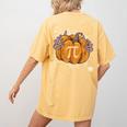 Pi Day Pumpkin Pi Math Teacher Halloween Costume Women's Comfort Colors T-Shirt Back Print Mustard