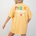 Pre-K Squad Teacher Student Kids Preschool Back To School Women's Comfort Colors T-Shirt Back Print Mustard Pre-K Squad Teacher Student Kids Preschool Back To School Women's Comfort Colors T-Shirt Back Print Mustard