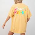 Pre-k Team Pencil Teacher Student Back To School Girls Women's Comfort Colors T-Shirt Back Print Mustard