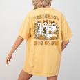 Preschool Boo Crew Halloween Teacher Ghost Costume Matching Women's Comfort Colors T-Shirt Back Print Mustard