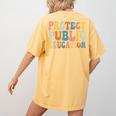 Protect Public Education Public Teacher School Women's Comfort Colors T-Shirt Back Print Mustard Protect Public Education Public Teacher School Women's Comfort Colors T-Shirt Back Print Mustard