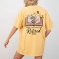Retired 2025 A New Chapter Begins Retirement Teacher Book Women's Comfort Colors T-Shirt Back Print Mustard