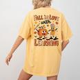Retro Fall In Love With Learning Autumn Pumpkin Teacher Kids Women's Comfort Colors T-Shirt Back Print Mustard Retro Fall In Love With Learning Autumn Pumpkin Teacher Kids Women's Comfort Colors T-Shirt Back Print Mustard