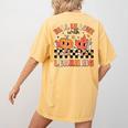 Retro Fall In Love With Learning Autumn Pumpkin Teacher Women's Comfort Colors T-Shirt Back Print Mustard Retro Fall In Love With Learning Autumn Pumpkin Teacher Women's Comfort Colors T-Shirt Back Print Mustard