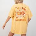 Retro Fall In Love With Learning Pumpkin Leaf Teacher Autumn Women's Comfort Colors T-Shirt Back Print Mustard Retro Fall In Love With Learning Pumpkin Leaf Teacher Autumn Women's Comfort Colors T-Shirt Back Print Mustard