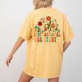 Retro Instructional Assistant Wildflowers Teacher Aide Women's Comfort Colors T-Shirt Back Print Mustard