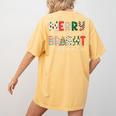 Retro Merry Teacher Bright Students Christmas Teacher Women's Comfort Colors T-Shirt Back Print Mustard Retro Merry Teacher Bright Students Christmas Teacher Women's Comfort Colors T-Shirt Back Print Mustard