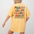 Retro PE Teacher What Are We Doing Today School Coach Women Women's Comfort Colors T-Shirt Back Print Mustard