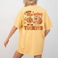 Retro I Teach The Cutest Turkey Thanksgiving Pumpkin Teacher Women's Comfort Colors T-Shirt Back Print Mustard Retro I Teach The Cutest Turkey Thanksgiving Pumpkin Teacher Women's Comfort Colors T-Shirt Back Print Mustard