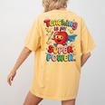 Retro Teaching Is My Superpower Apple Teacher Appreciation Women's Comfort Colors T-Shirt Back Print Mustard Retro Teaching Is My Superpower Apple Teacher Appreciation Women's Comfort Colors T-Shirt Back Print Mustard