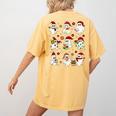 Santa Ghost Reading Books Christmas Library Teacher Women's Comfort Colors T-Shirt Back Print Mustard