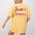 Santa's Favorite Para Christmas Paraprofessional Teacher Women's Comfort Colors T-Shirt Back Print Mustard