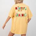 Santas Favorite Teacher Christmas Matching Xmas Men Women Women's Comfort Colors T-Shirt Back Print Mustard