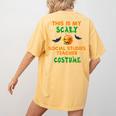 My Scary Social Studies Teacher Costume Halloween Men Women Women's Comfort Colors T-Shirt Back Print Mustard