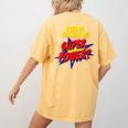 School Counselor Teacher Superhero Superpower Comic Book Women's Comfort Colors T-Shirt Back Print Mustard