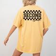 Second Grade Checkered Teacher 1st Day Back To School Women Women's Comfort Colors T-Shirt Back Print Mustard