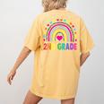 Second Grade Rainbow Girls Boys Teacher Team 2nd Grade Squad Women's Comfort Colors T-Shirt Back Print Mustard