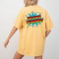 Second Grade Superhero Teacher Student 2nd Grade Comic Retro Women's Comfort Colors T-Shirt Back Print Mustard