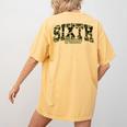 Sixth Grade Teacher Student Camouflage Back To School Women's Comfort Colors T-Shirt Back Print Mustard