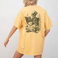 Skeleton Book Floral Skull Halloween Teacher Costume Women's Comfort Colors T-Shirt Back Print Mustard Skeleton Book Floral Skull Halloween Teacher Costume Women's Comfort Colors T-Shirt Back Print Mustard