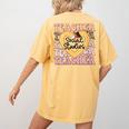 Social Studies Teacher Pencil Heart Leopard Back To School Women's Comfort Colors T-Shirt Back Print Mustard