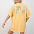 I Speak Toddler Teacher Pre School Back To School First Day Women's Comfort Colors T-Shirt Back Print Mustard