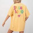 Specials Squad Art Music PE Tech Gym Teacher Team Women's Comfort Colors T-Shirt Back Print Mustard