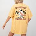 In My Spooky Math Teacher Era Groovy Retro Halloween Costume For Men Women Women's Comfort Colors T-Shirt Back Print Mustard