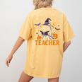 Spooky Teacher Halloween Cute Ghost Pumpkin Reading Women Women's Comfort Colors T-Shirt Back Print Mustard Spooky Teacher Halloween Cute Ghost Pumpkin Reading Women Women's Comfort Colors T-Shirt Back Print Mustard