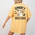 Spooky Toddler Teacher Halloween School Women's Comfort Colors T-Shirt Back Print Mustard