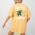 Star Wars Yoda Best Teacher Icons Women's Comfort Colors T-Shirt Back Print Mustard
