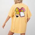 Student Teacher Coquette Bow Pencil Back To School First Day Women's Comfort Colors T-Shirt Back Print Mustard