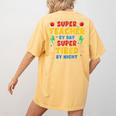 Super Teacher By Day Super Tired By Night Teacher For Men Women Women's Comfort Colors T-Shirt Back Print Mustard Super Teacher By Day Super Tired By Night Teacher For Men Women Women's Comfort Colors T-Shirt Back Print Mustard