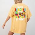 Super Teacher By Day Super Tired By Night Women's Comfort Colors T-Shirt Back Print Mustard