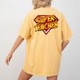 Super Teacher Superhero Back To School Teacher's Women's Comfort Colors T-Shirt Back Print Mustard