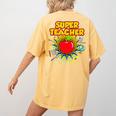 Superhero Teacher Appreciation Teaching Tee Women's Comfort Colors T-Shirt Back Print Mustard Superhero Teacher Appreciation Teaching Tee Women's Comfort Colors T-Shirt Back Print Mustard