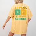 Lets Tacos Bout Science Teacher Chemistry Physics Women's Comfort Colors T-Shirt Back Print Mustard