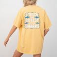 I Teach The Cutest Little Sharks Teacher School Women's Comfort Colors T-Shirt Back Print Mustard I Teach The Cutest Little Sharks Teacher School Women's Comfort Colors T-Shirt Back Print Mustard