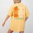 I Teach The Cutest Pumpkins In Patch Pre-K Halloween Teacher Women's Comfort Colors T-Shirt Back Print Mustard I Teach The Cutest Pumpkins In Patch Pre-K Halloween Teacher Women's Comfort Colors T-Shirt Back Print Mustard