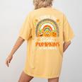 I Teach The Cutest Pumpkins In The Patch Teacher Halloween Women's Comfort Colors T-Shirt Back Print Mustard
