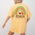 Teach Love Inspire Rainbow Leopard Cheetah Print Teacher Women's Comfort Colors T-Shirt Back Print Mustard