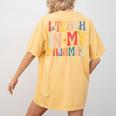 I Teach In My Pajamas Retro Groovy Teacher Humor Women's Comfort Colors T-Shirt Back Print Mustard
