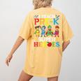 I Teach Pre-K Superheroes Students Teacher Back To School Women's Comfort Colors T-Shirt Back Print Mustard