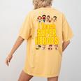 I Teach Super Heroes Comic Book Hero Teacher School Women's Comfort Colors T-Shirt Back Print Mustard