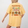 Teach Thanksgiving Teacher Thankful For My 1st Grade Turkeys Women's Comfort Colors T-Shirt Back Print Mustard