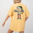 The Teacher Elf Shirt Matching Family Christmas Elf Men Women Kids Women's Comfort Colors T-Shirt Back Print Mustard